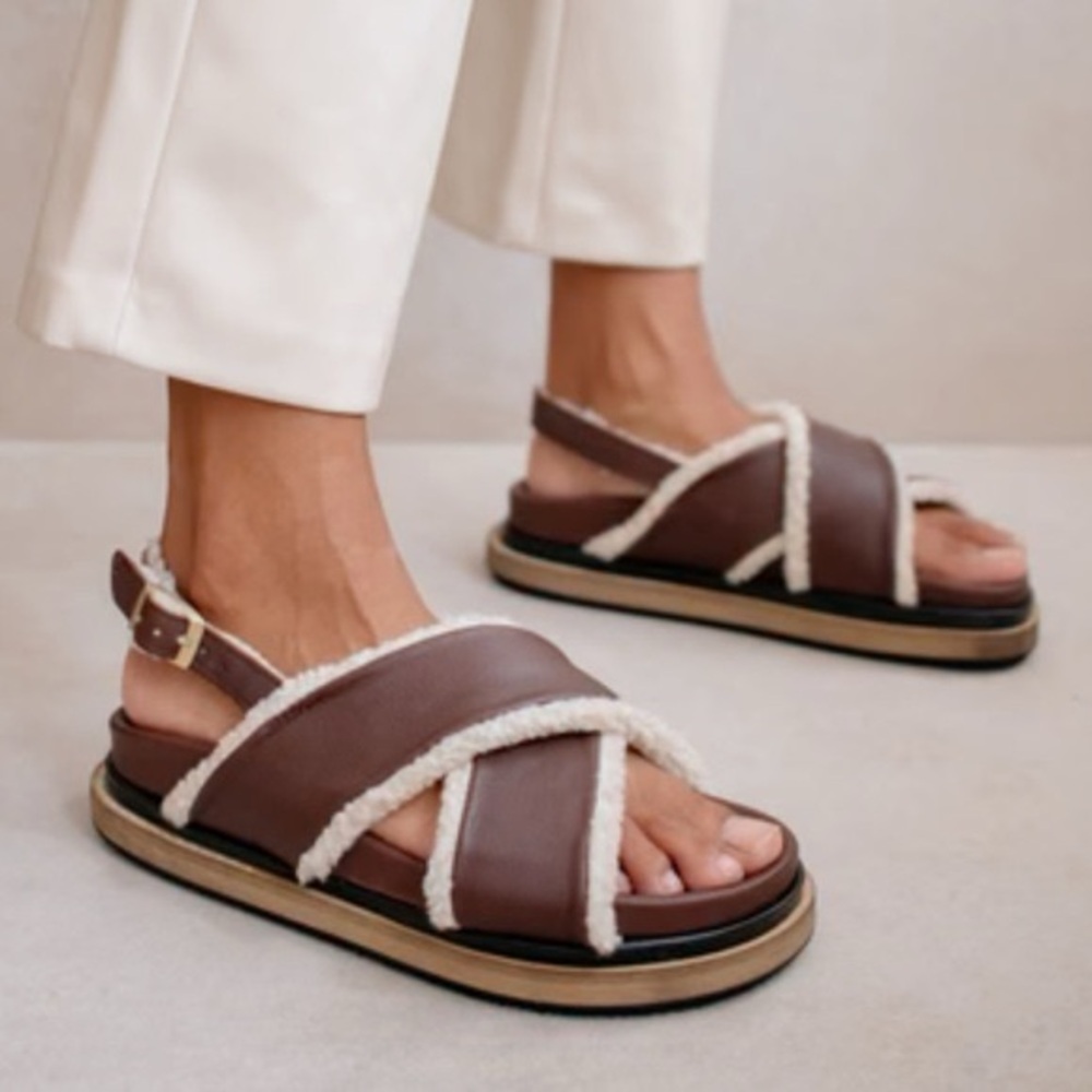 ALOHAS Marshmallow Brown Leather Platform Sandals​